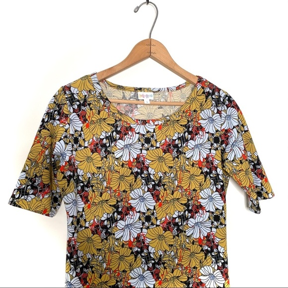 LuLaRoe | Julia Yellow Floral Multicolor Dress - Picture 2 of 5